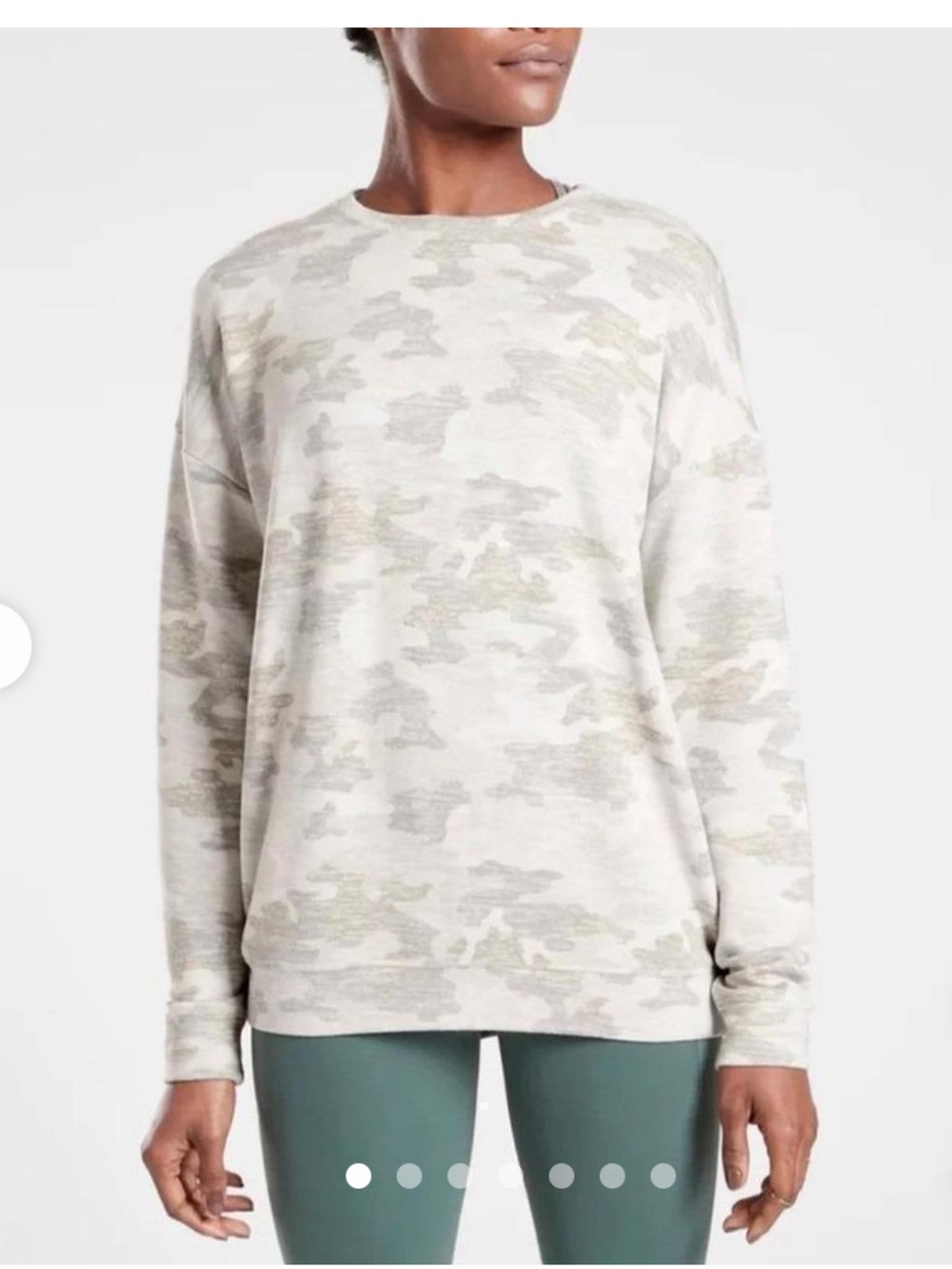 Athleta Light Grey Camo Crewneck Sweatshirt